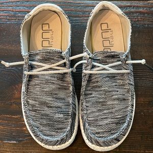 Hey Dude Wendy Sox slip on loafer moccasins in dark grey.